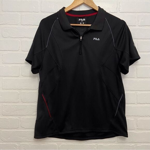 FILA athletic sweater black short sleeves polo athletics medium - Picture 11 of 11